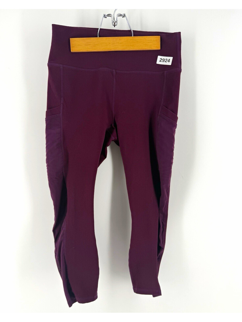 Fabletics Powerhold Purple High Rise Ankle Leggings Pockets Women's M 18.62"